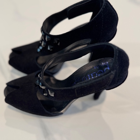 Pedro Garcia “Precious” Black Suede Open-Toe Heels – Size 5.5 US – Pre-Owned - Picture 4 of 16